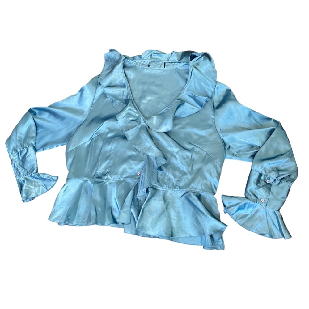 Vintage ruffled top, 100% silk